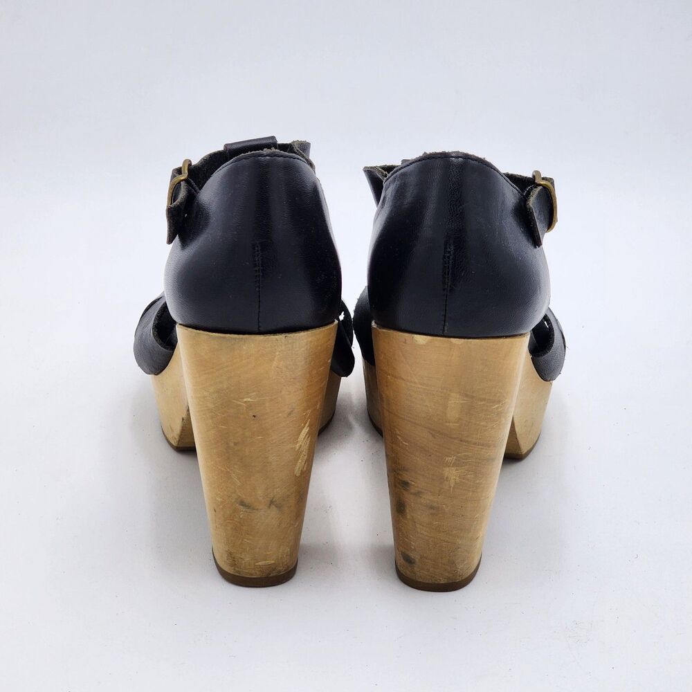 Madewell Andie Fisherman Chunky Wooden Platform Heels Size 9 - Picture 6 of 10